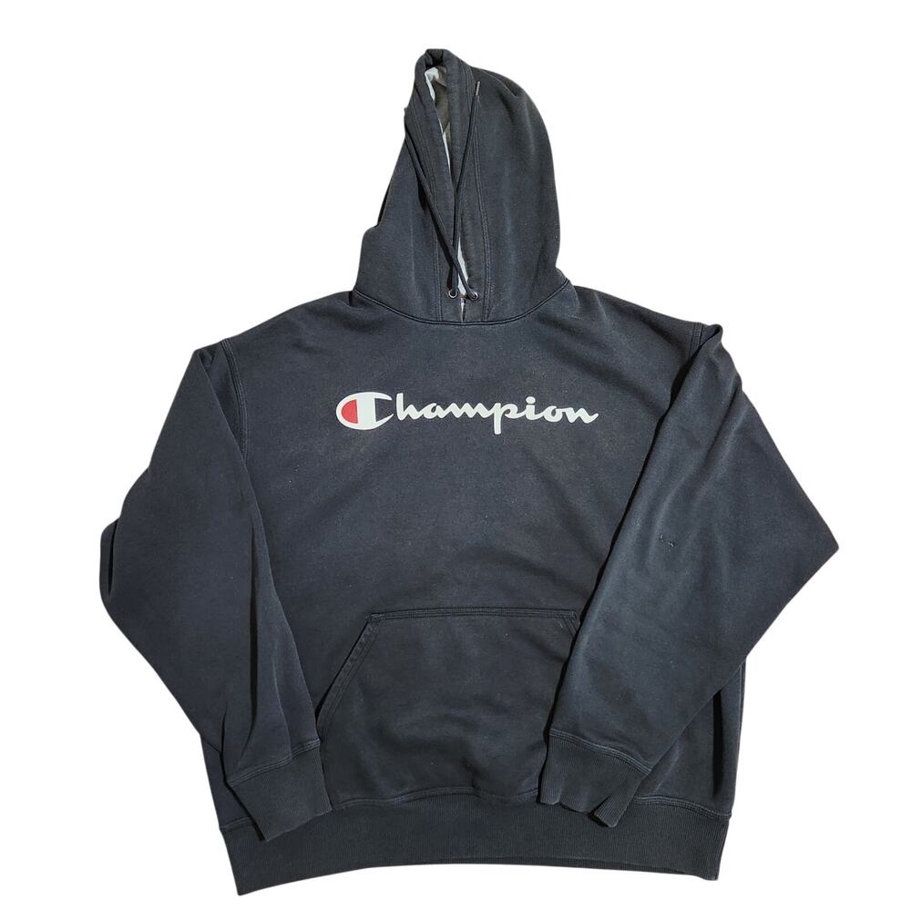 Classic Black Champion Authentic Athleticwear Pullover Hoodie - Size L